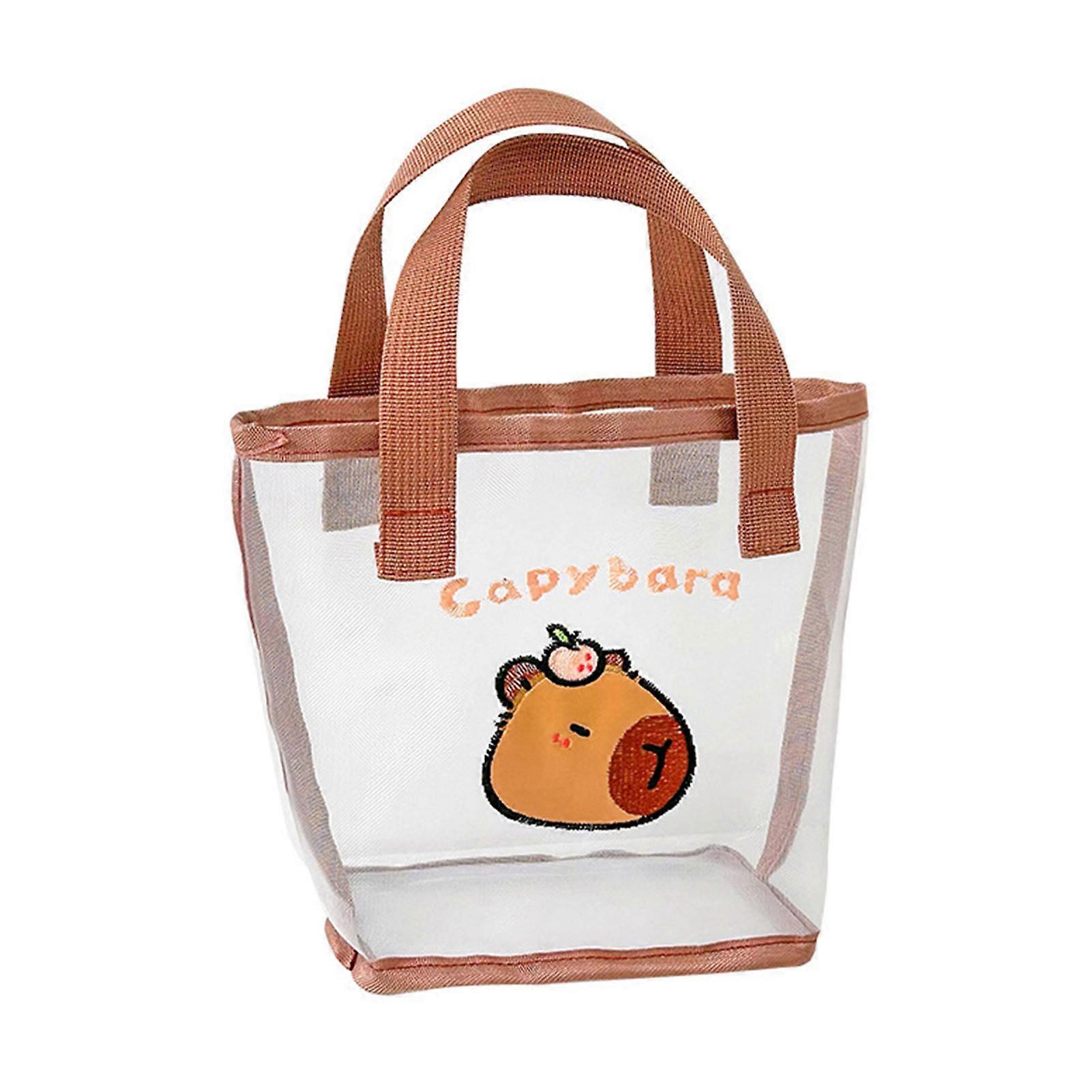 Mesh Beach Bag with Reinforced Handle Large Capacity Cartoon Pattern Waterproof Sand-proof Large Beach Tote Pool Bag Accessories