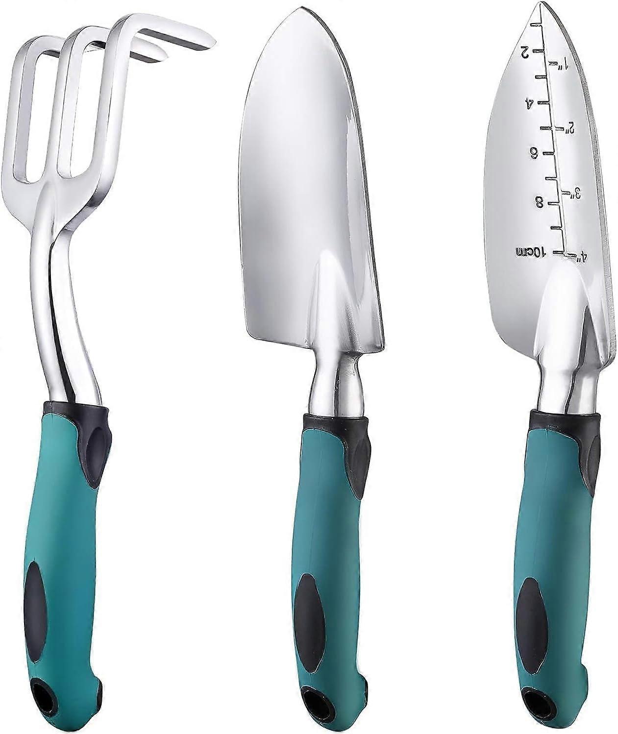 SBSG Garden Tools Set 3 Pack Gardening Include Garden Shovel Transplant Trowel and Hand Rake with Ergonomic Non-Slip Handle for Women Men Mom or Dad H