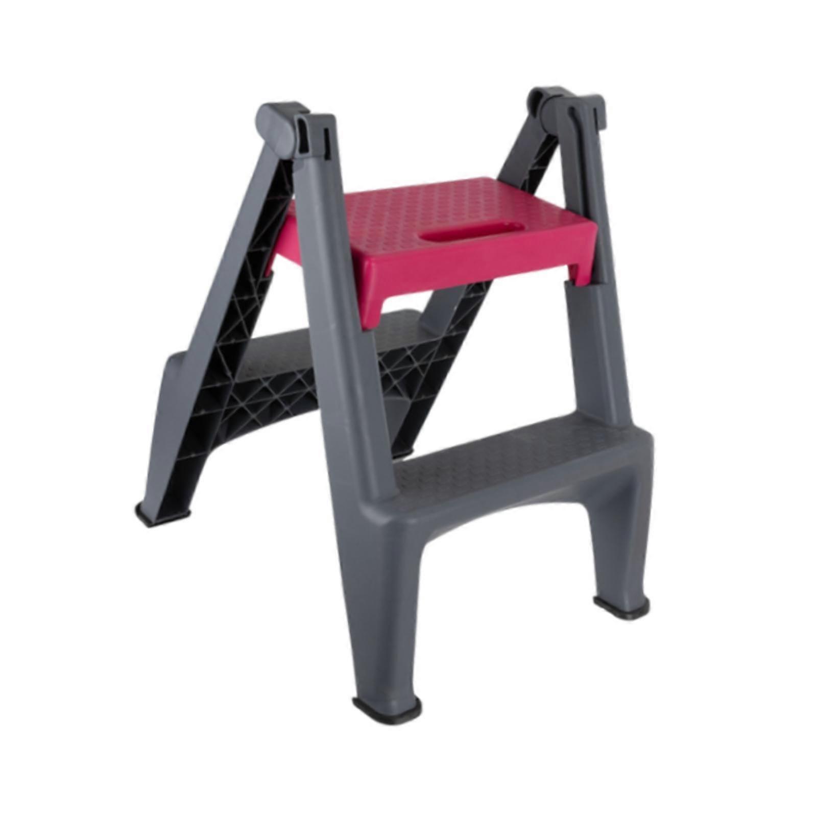 Folding Step Multipurpose Anti Skid Pedal for Daily Life Sturdy Construction Red