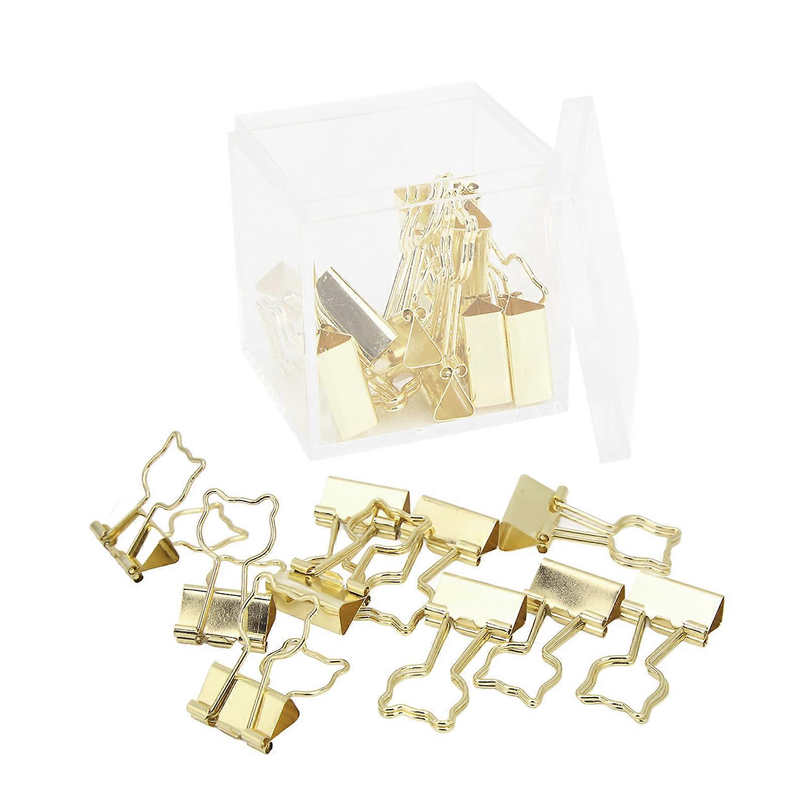 20Pcs Small Binder Clips Little Bear Handle Design Eco Friendly Durable Sturdy Multifunction Small Paper ClipsGold