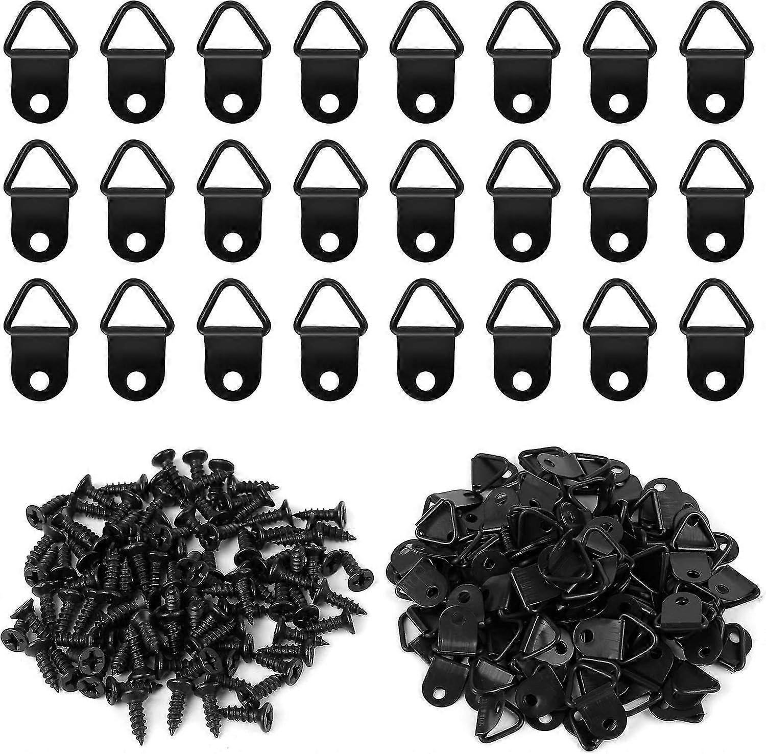 100pcs Triangle Rings Picture Hanging Holder Canvas Hook Wall Bracket D Ring Frame Hooks Eyelets Wit