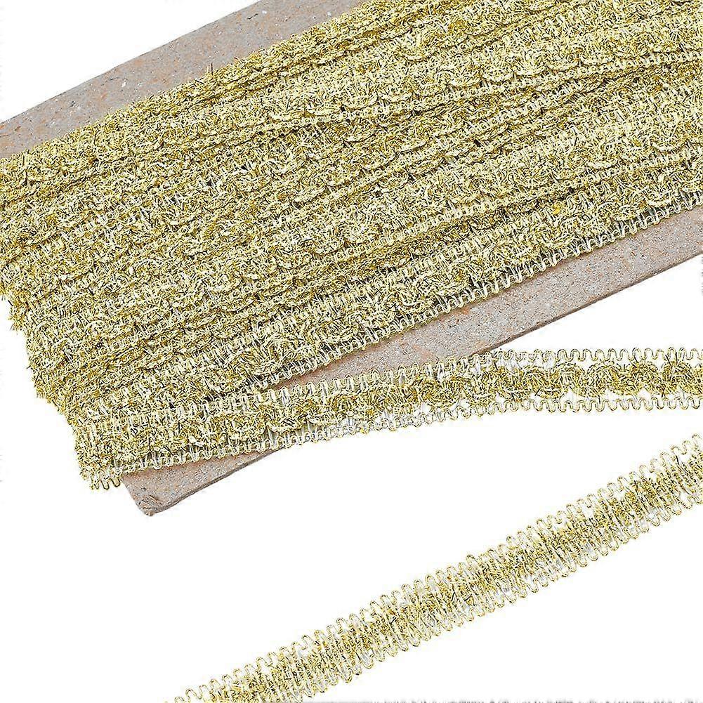 20 Yards Golden Metallic Braid Trim 3/4 inch Wide S Wave Pattern Metallic Polyester Ribbon Bling Gold Metallic Gimp Braid Trim for Costume Clothes Sew