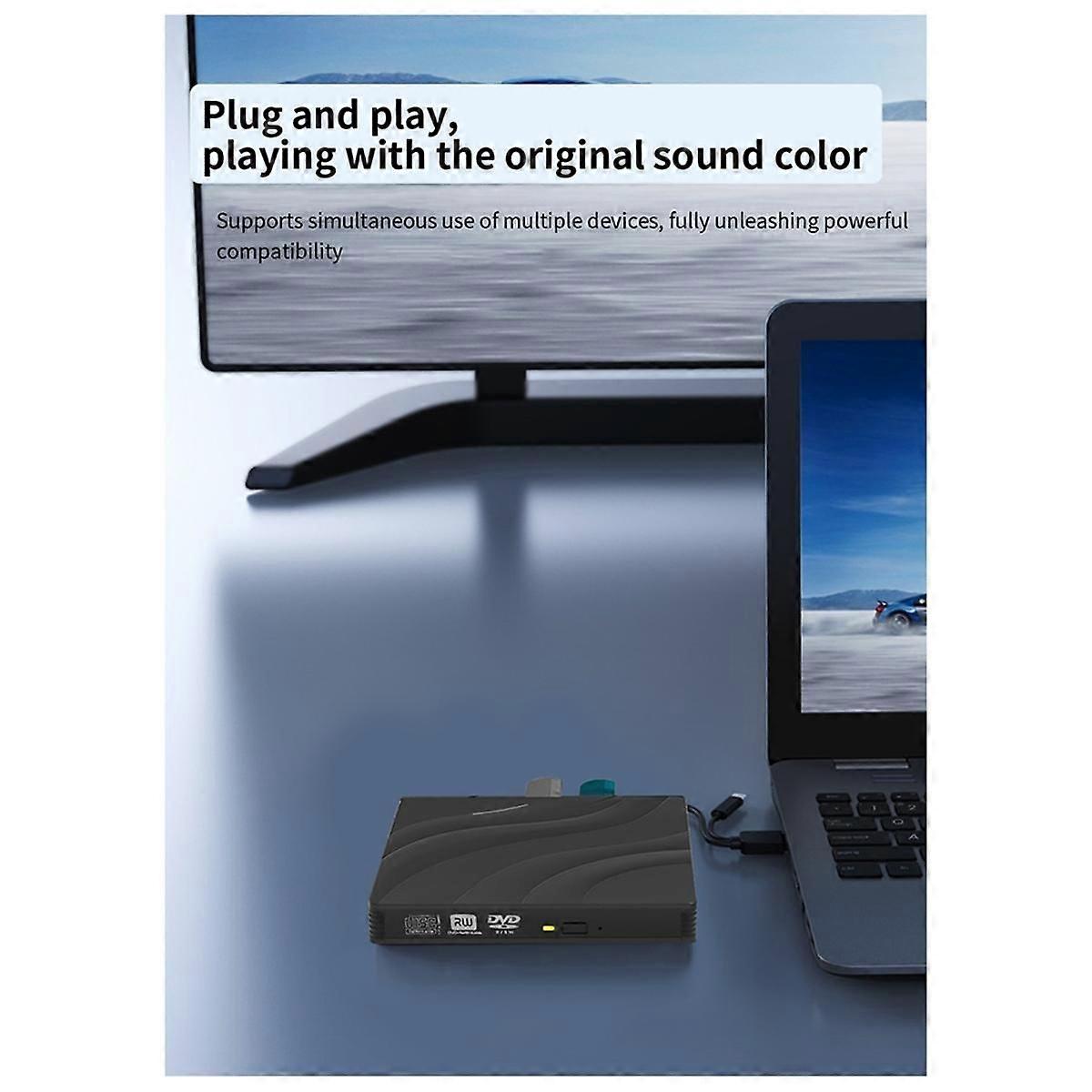 DVD External USB3.0 Type-C Multifunctional Blu Ray CD Writer Drive Burner Reader Suitable for Lapto