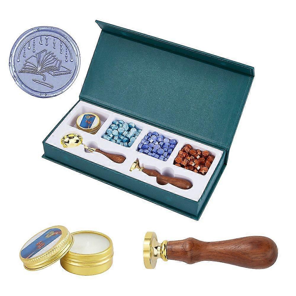 DIY Scrapbook Brass Wax Seal Stamp Wood Handle and Wax Sets Mixed Color Box: 112x250x35mm