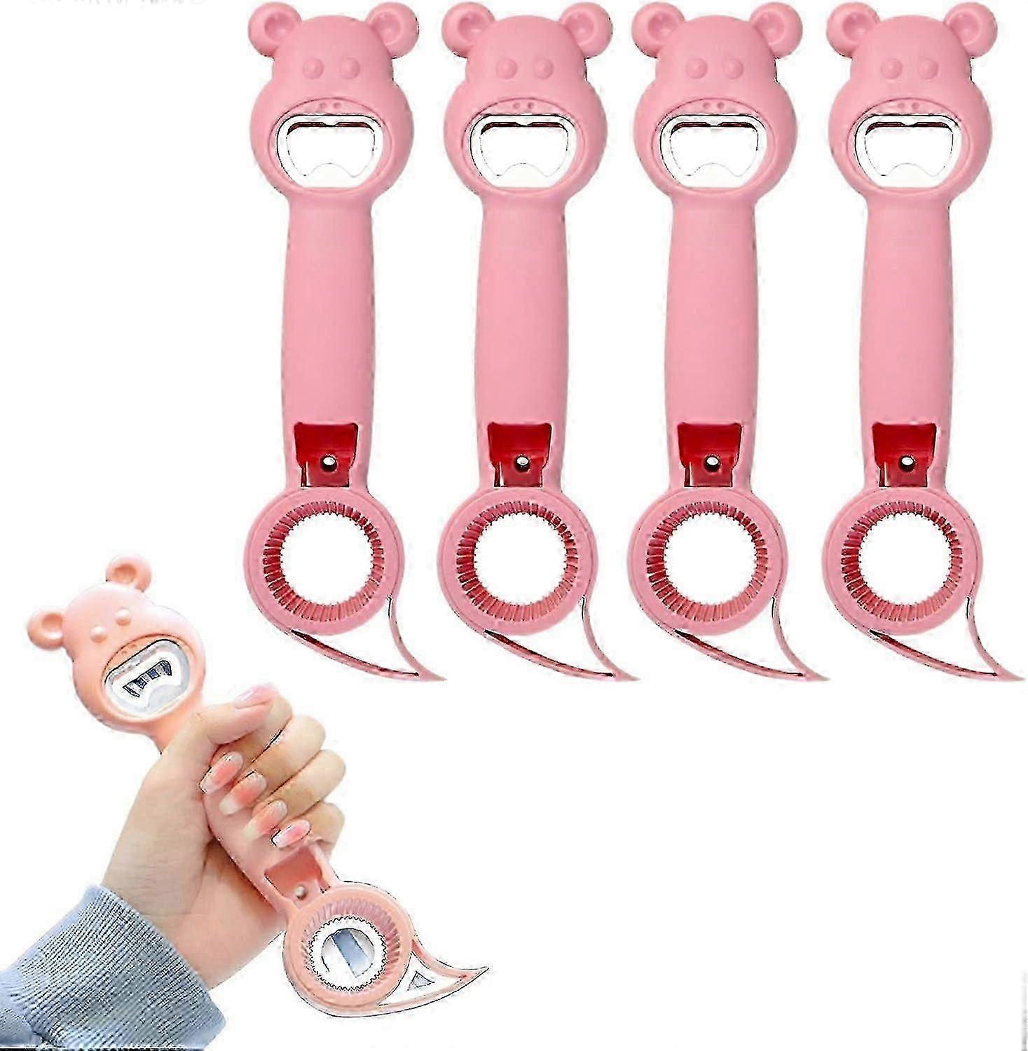 Beer Bottle Opener 4-in-1 Multi Can & Jar Opener, Non-Slip Kitchen Tool for Seniors & Arthritic Hands fast