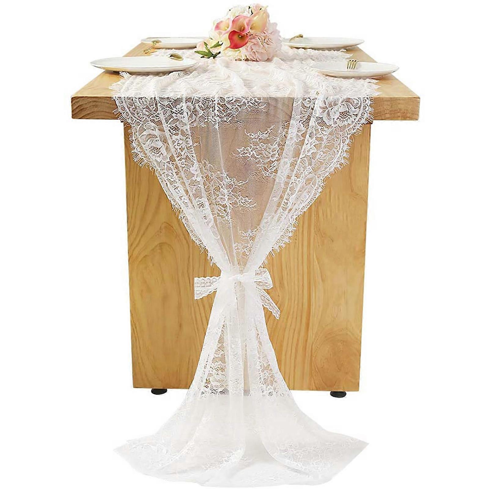 Boho Δαντελένιο Τραπεζομάντιλο 75x300cm Ρουστίκ Διακόσμηση Γάμου