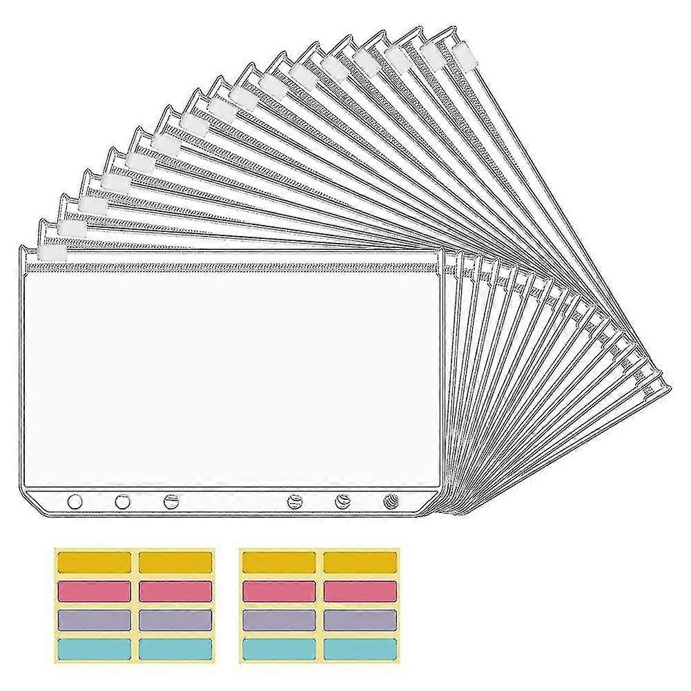 16 قطع A6 الموثق جيوب 6 ثقوب الميزانية النقدية المغلفات مجلدات سستة واضحة ل 6 حلقات الميزانية الموثق