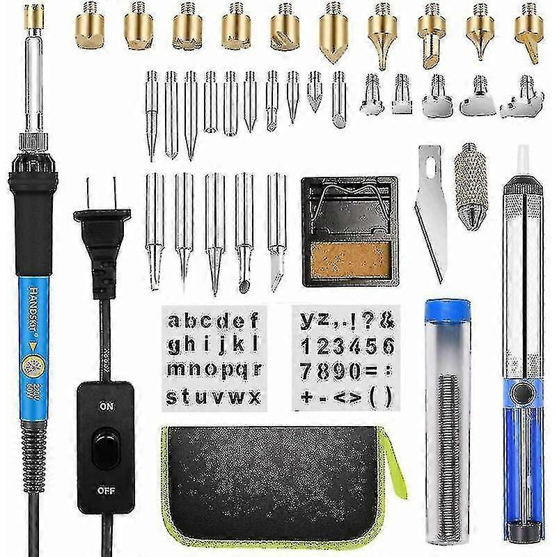 Exsha Pyrogravure Kit 54 Pcs Pyrogravure Sur 60w Température Adjable 200-450 C - Pour Sculpture Pyr