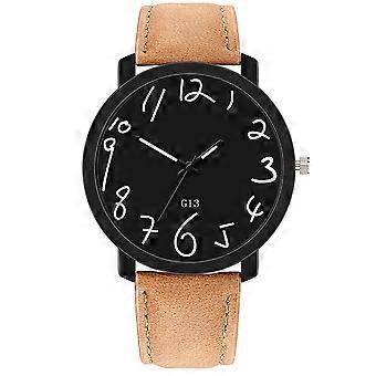 Mode Casual Män Armbandsur Rund Urtavla Justerbar rem Kvarts Klocka (Ljus Kaffe + Svart)