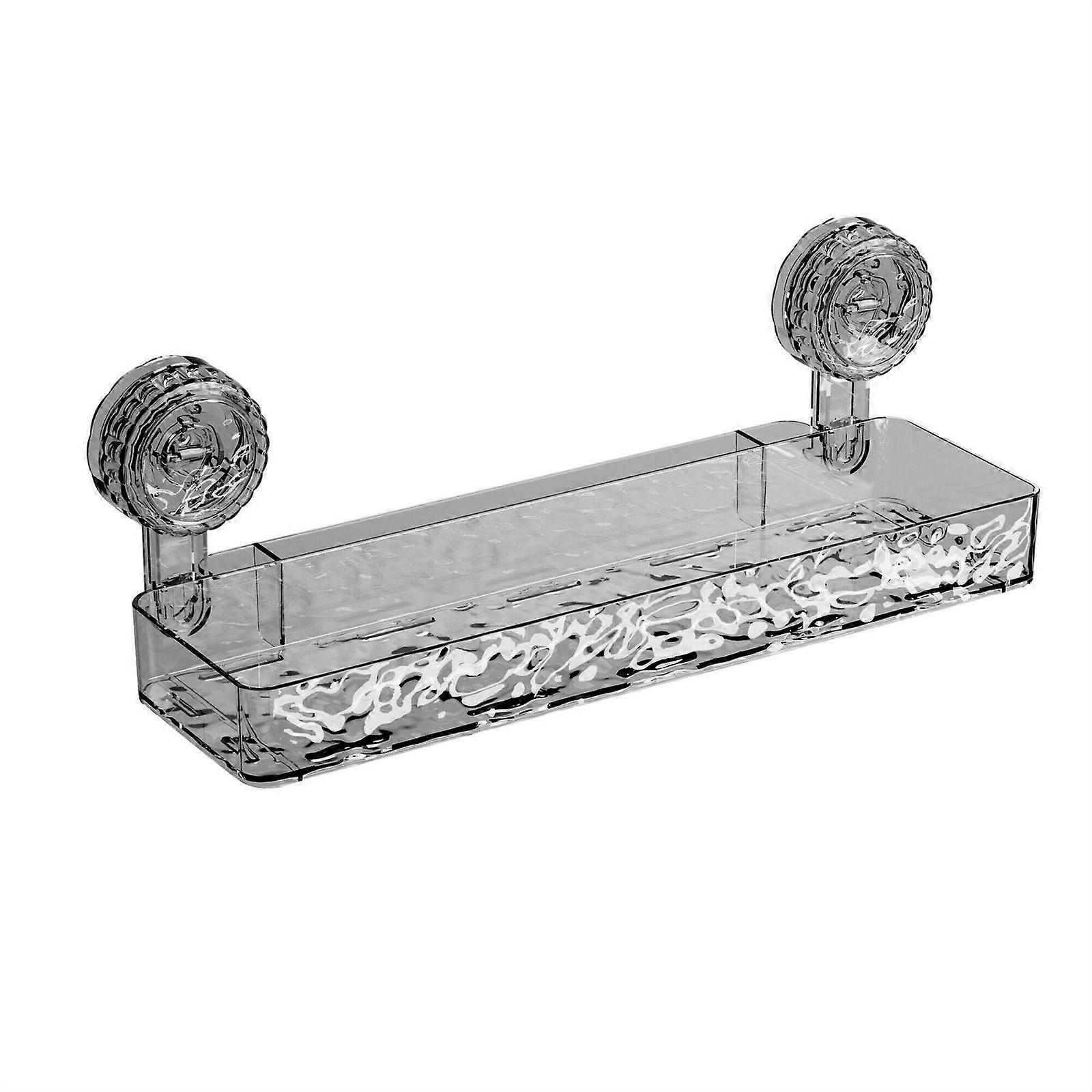 Strong Suction Bathroom Shelf Space Saving No Drill Installation for Smooth Surfaces Great for Organizing Toiletries  Gray