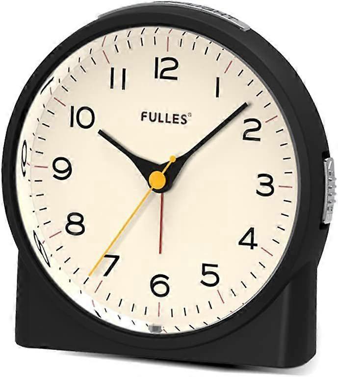 Silent Analog Alarm Clock Non Ticking,Heavy Sleepers, Snooze, 6 Wake Up Sounds,Battery Operated and Light Functions, Easy Set (Yellow)