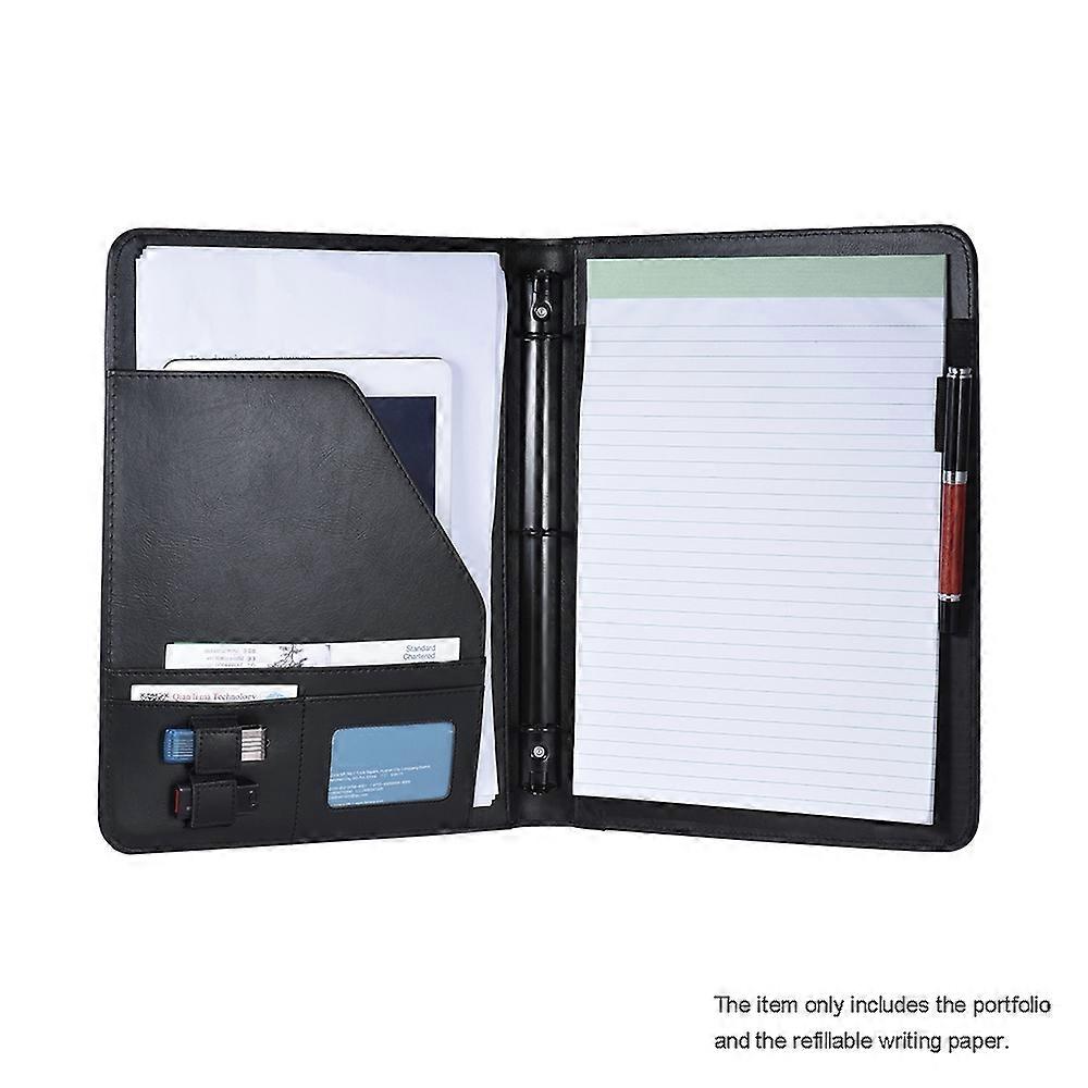 Professional Business Portfolio Padfolio Folder Document Case Organizer A4 PU Leather with Business