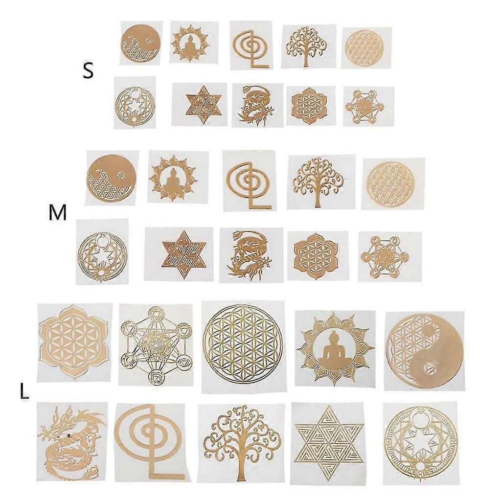30x自己接着ゴールデンステッカー聖なる幾何学ステッカーオルゴンステッカーの装飾-X