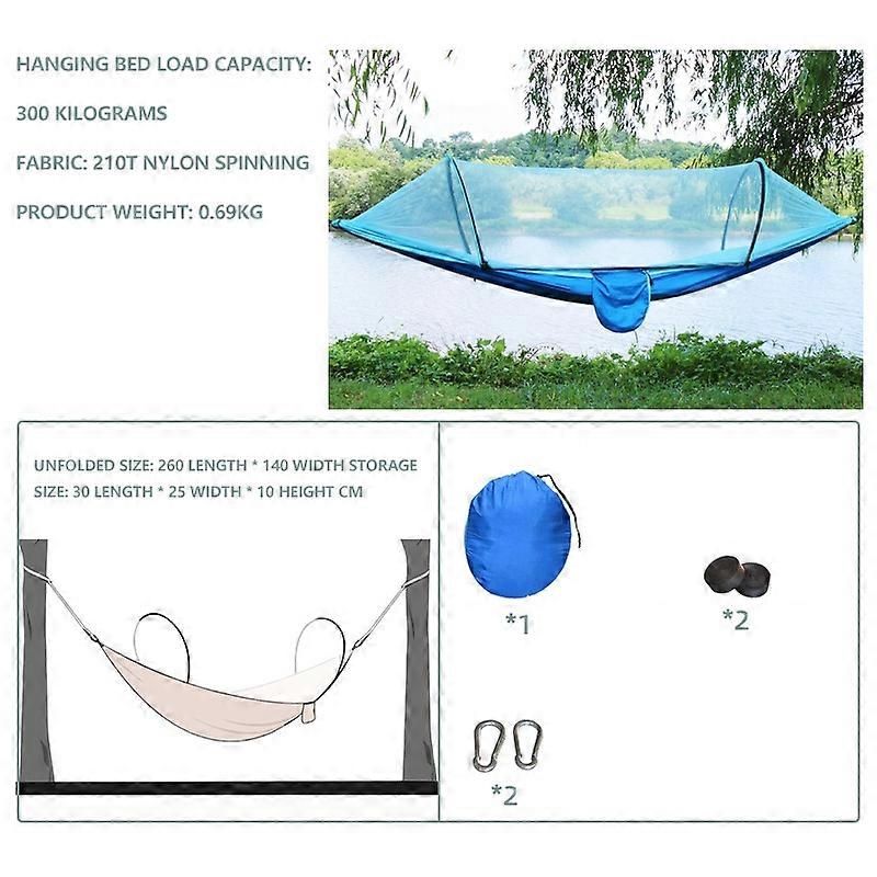 Camping Hammock Mosquito Net Hanging Bed for 2 People,Unfolded Size: 260x140cm-Splicing Blue
