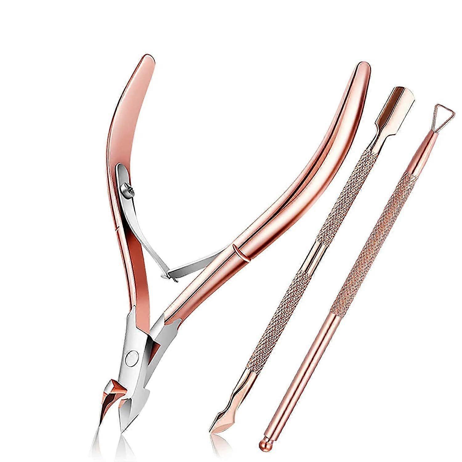 Cuticle Scissors with Cuticle Pusher Set - Precise Cuticle Clipper and Base - Dead Skin Remover Scissor Nipper Durable Manicure Pedicure Tools for Fin