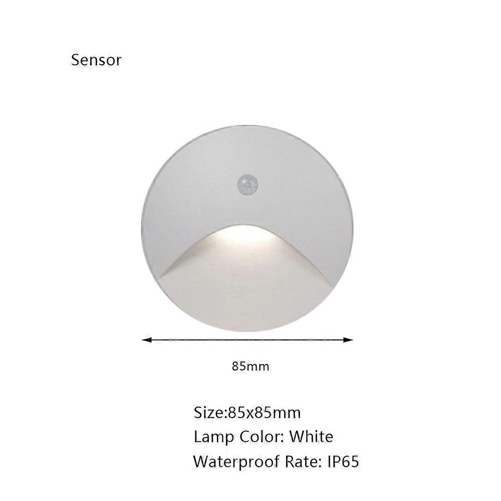 Sandiy Embedded Stair Light White Wall Sconce Lamp Motion Sensor Step Lighting Fixture Round Square Nightlights Indoor Outdoor