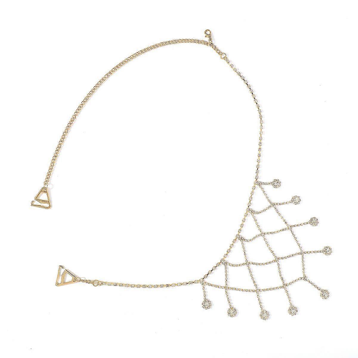 Simple hollow flash diamond tassel shoulder chain fashion sexy claw chain drop pendant temperament body chain