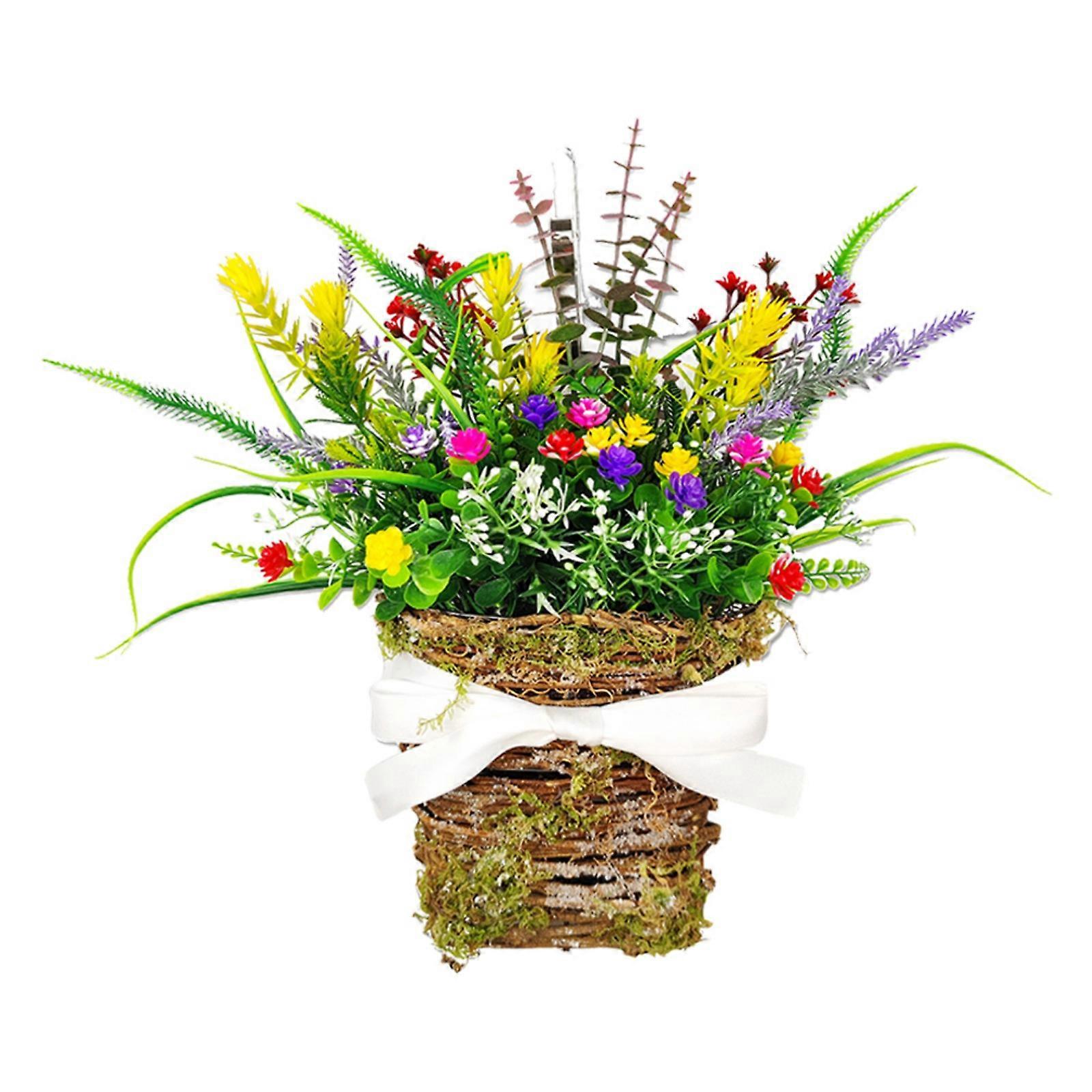 Farmhouse Spring Floral Wreath Handmade Garland Vibrant Texas Wildflower Garland Artificial Cottage For Front Door