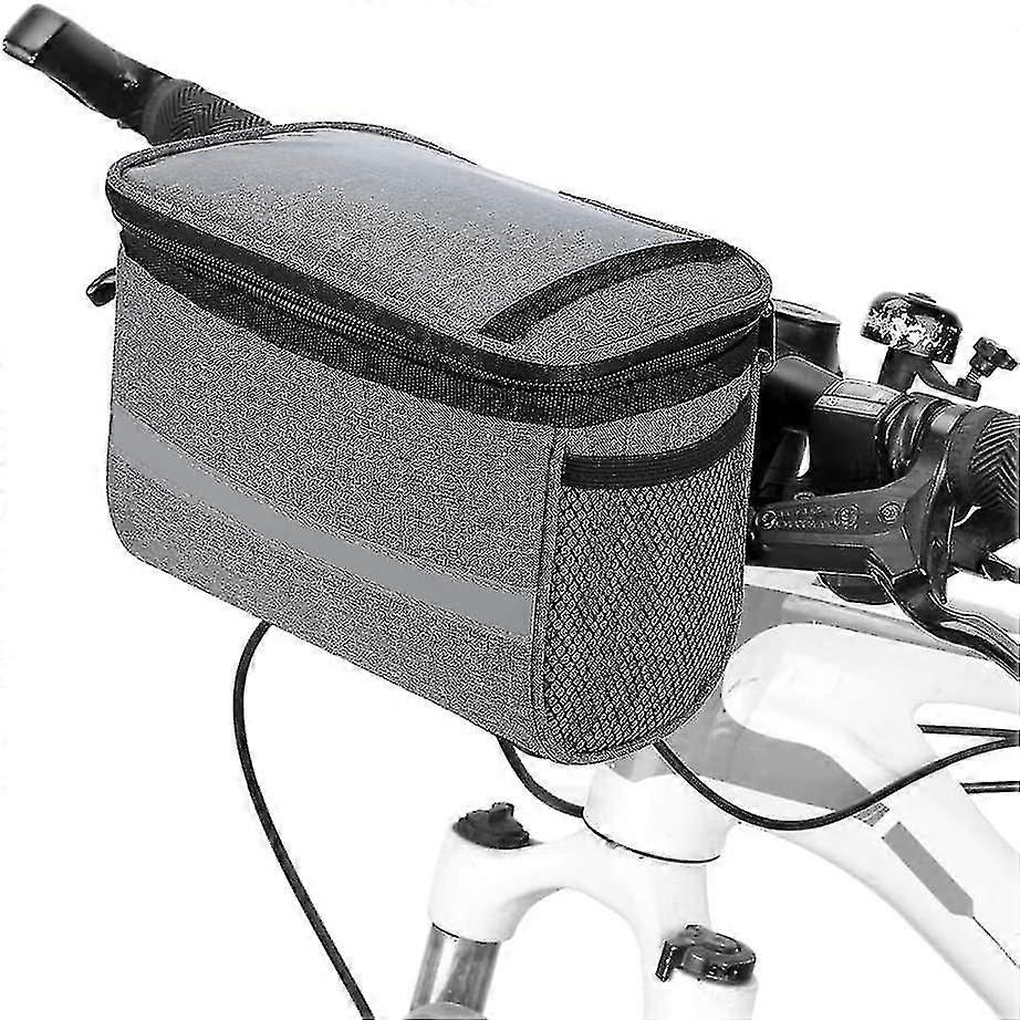 Bicycle Handlebar Bag Isolated Front Pocket Mtb Handlebar Bag,gray