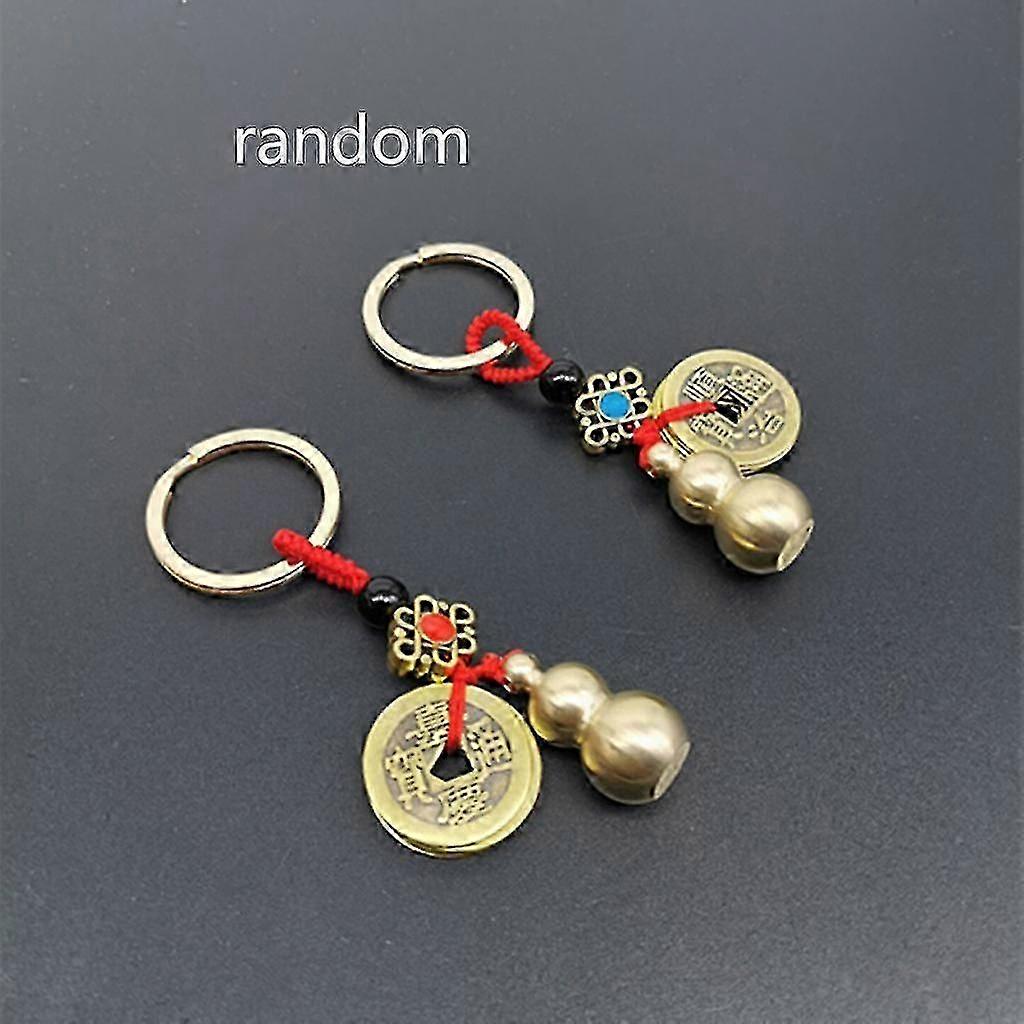 Delicate Solid Gourd Keychain Wealth Success For Key Ring With Antique Coin For