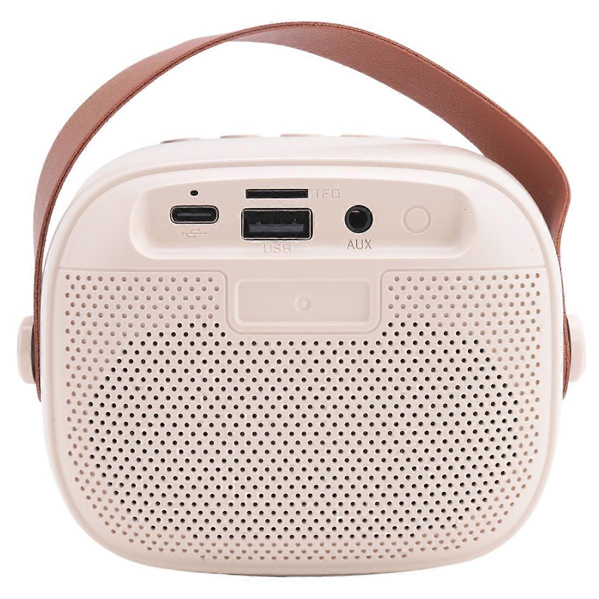 Kids Karaoke Machine, Portable Bluetooth Speaker with 2 Wireless Microphones Beige-White