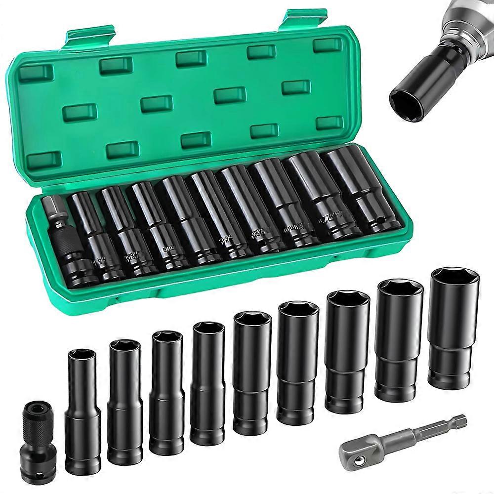 Extended Length Design, High-Quality Steel Material Impact Wrench Nuts, Corrosion Resistance, Good Quality 11pc Set for Easy Installation