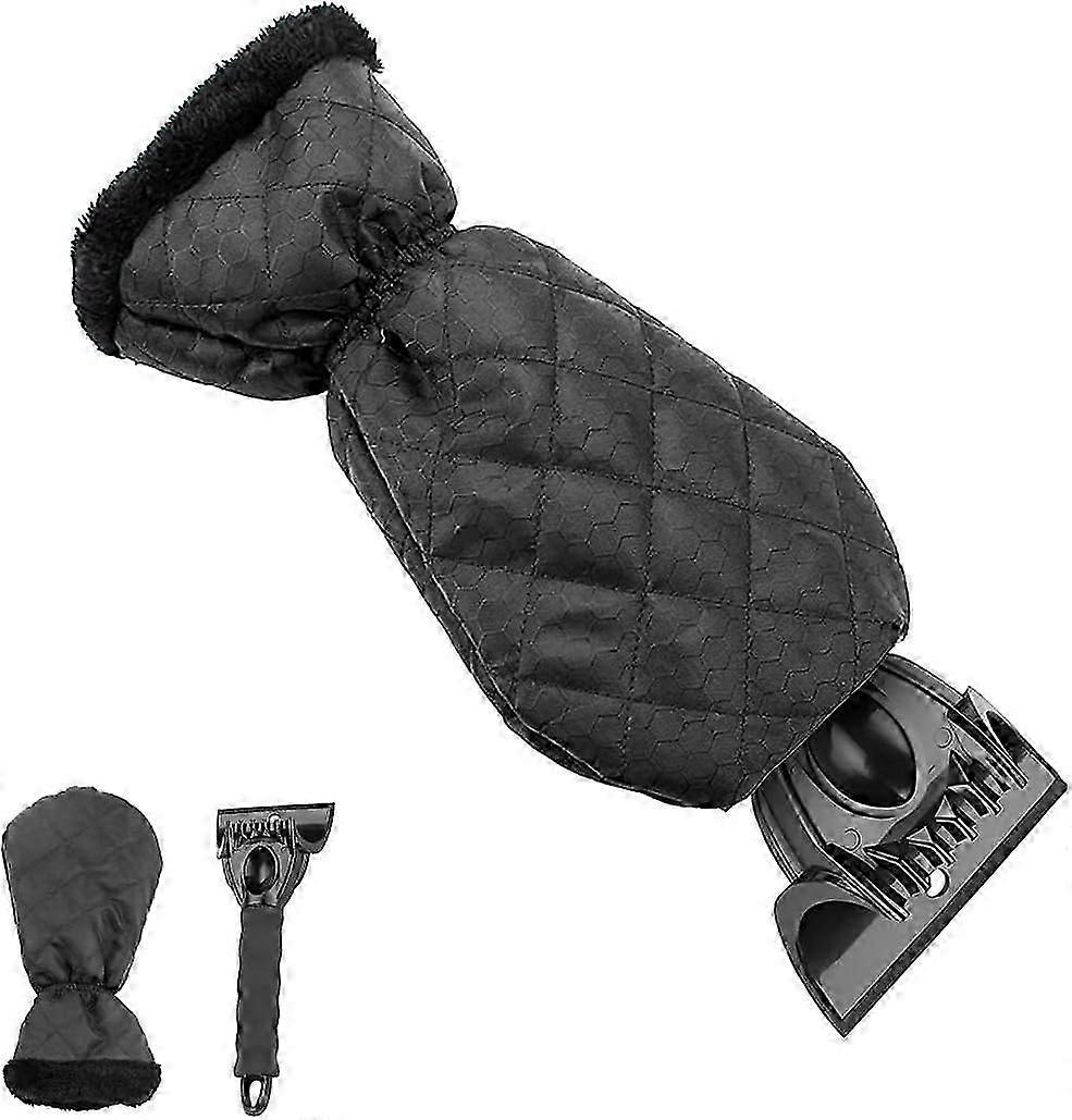 2 Pack Car Ice Scraper, Automatic Snow Brush Cleaning Shovel with Warm Waterproof Gloves for Vehicle Windshield Scraping Frost and Ice (Black)
