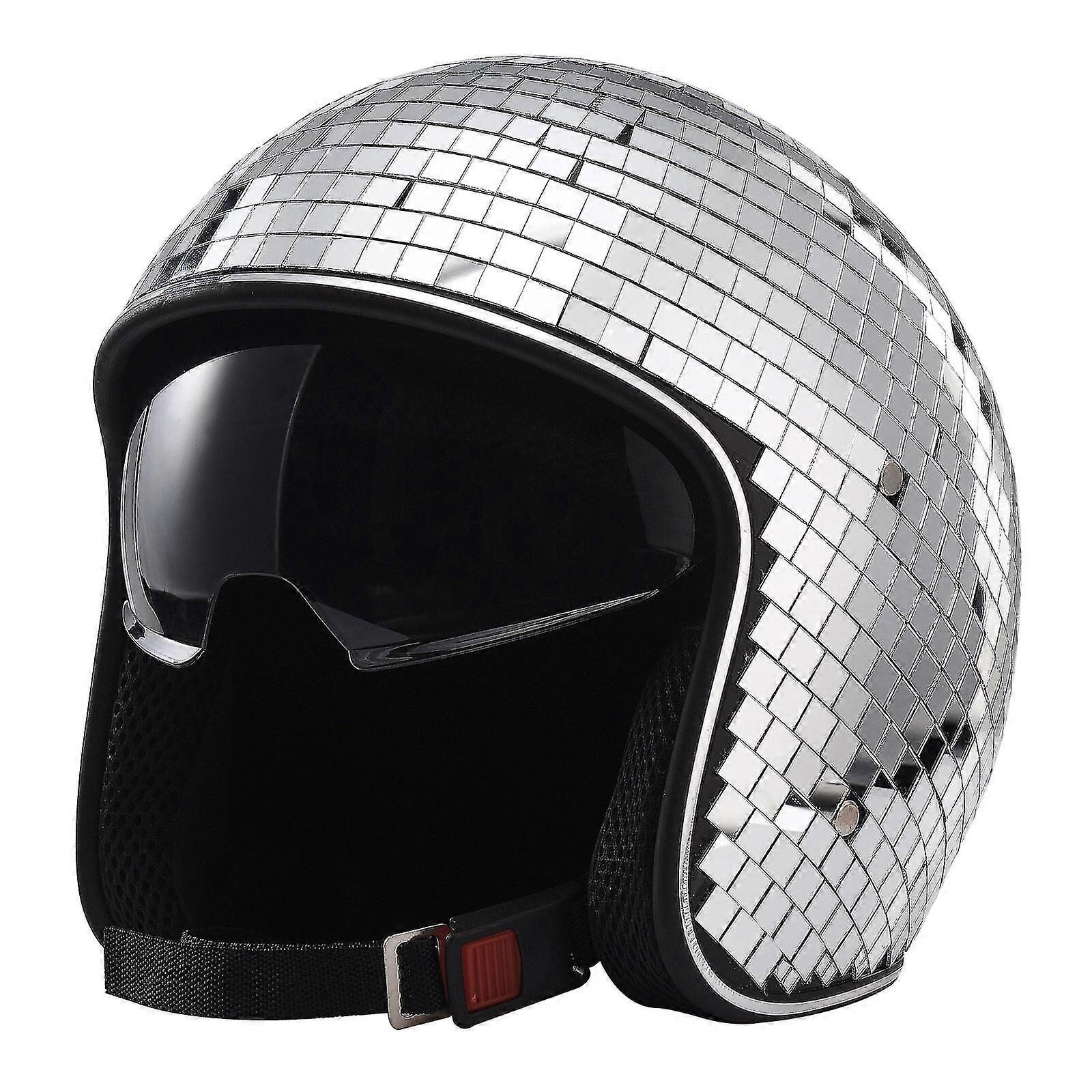 Casque Disco Ball Miroir Argent avec Visière Rétractable Pour Hommes / Femmes - Casque Party / cowgirl