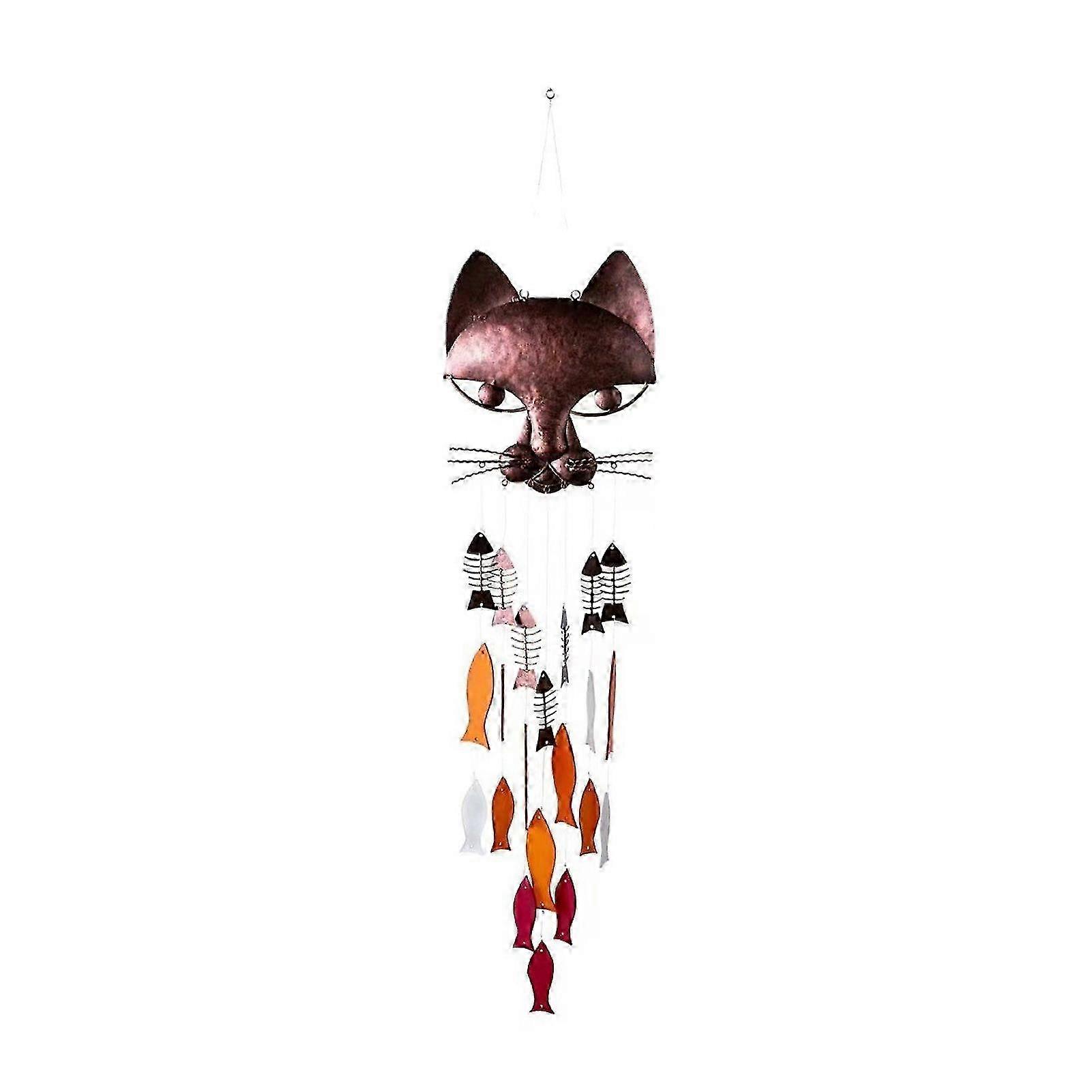 Pingente de metal do peixe do gato do vento do chime