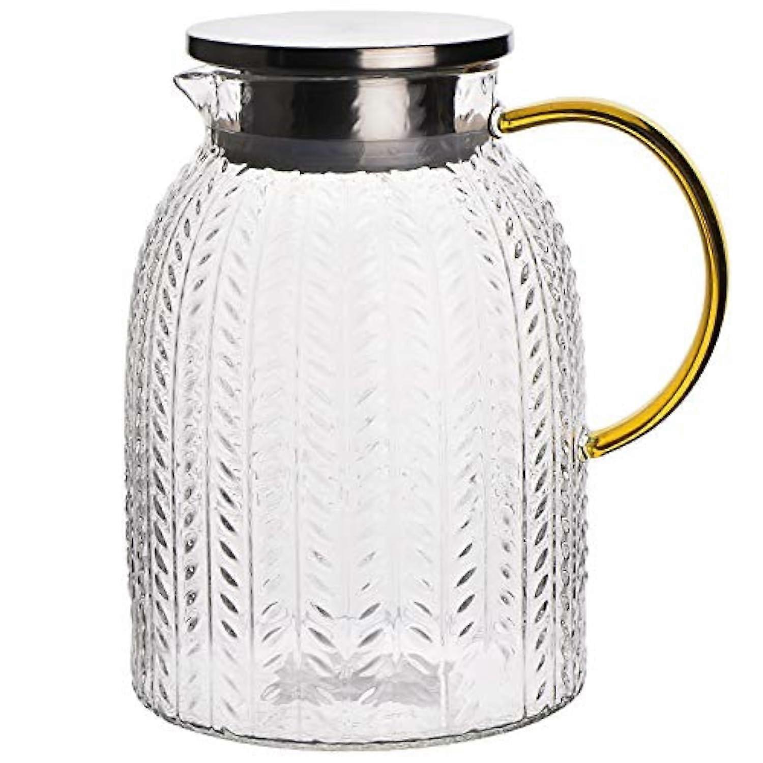 Glass Water Pitcher 60 oz for Coffee, Juice, Iced Water, and Flower Tea - Durable Clear Glass Beverage Container