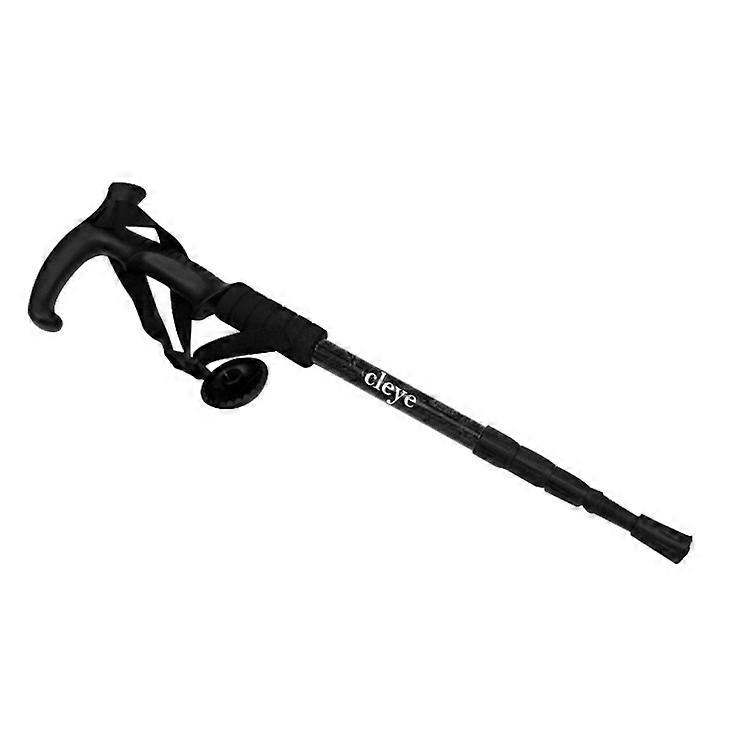 CLEYE 4-Section Aluminum Alloy Telescopic Trekking Pole Anti-Shock T-Handle Walking Stick for Traveling Camping Hiking