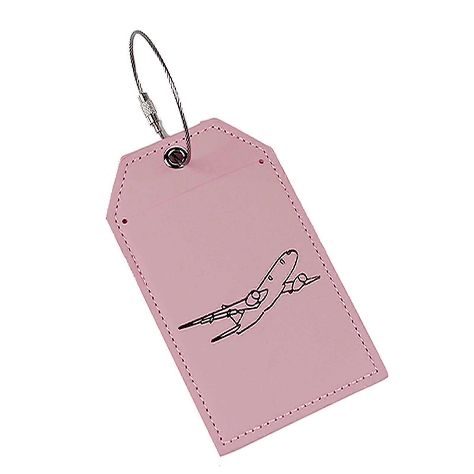 PU Läder Bagage Tages Praktiska bagage Etiketter Card Tages Boardings Resväskor Tages med stålöglor för väskor Rosa