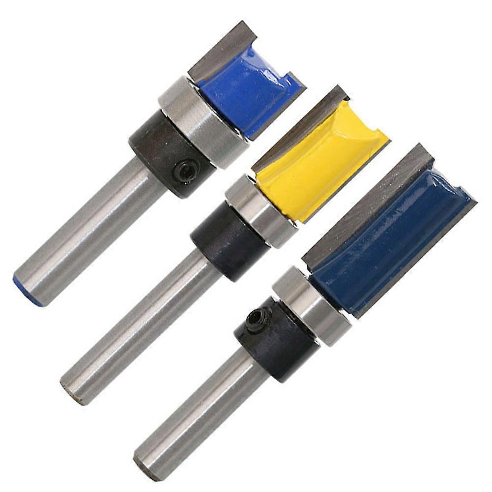 Straight Flush Trim Router Bit Set with 1/4' Shank Bit Cutter Top Bearing Woodworking (3PCS)