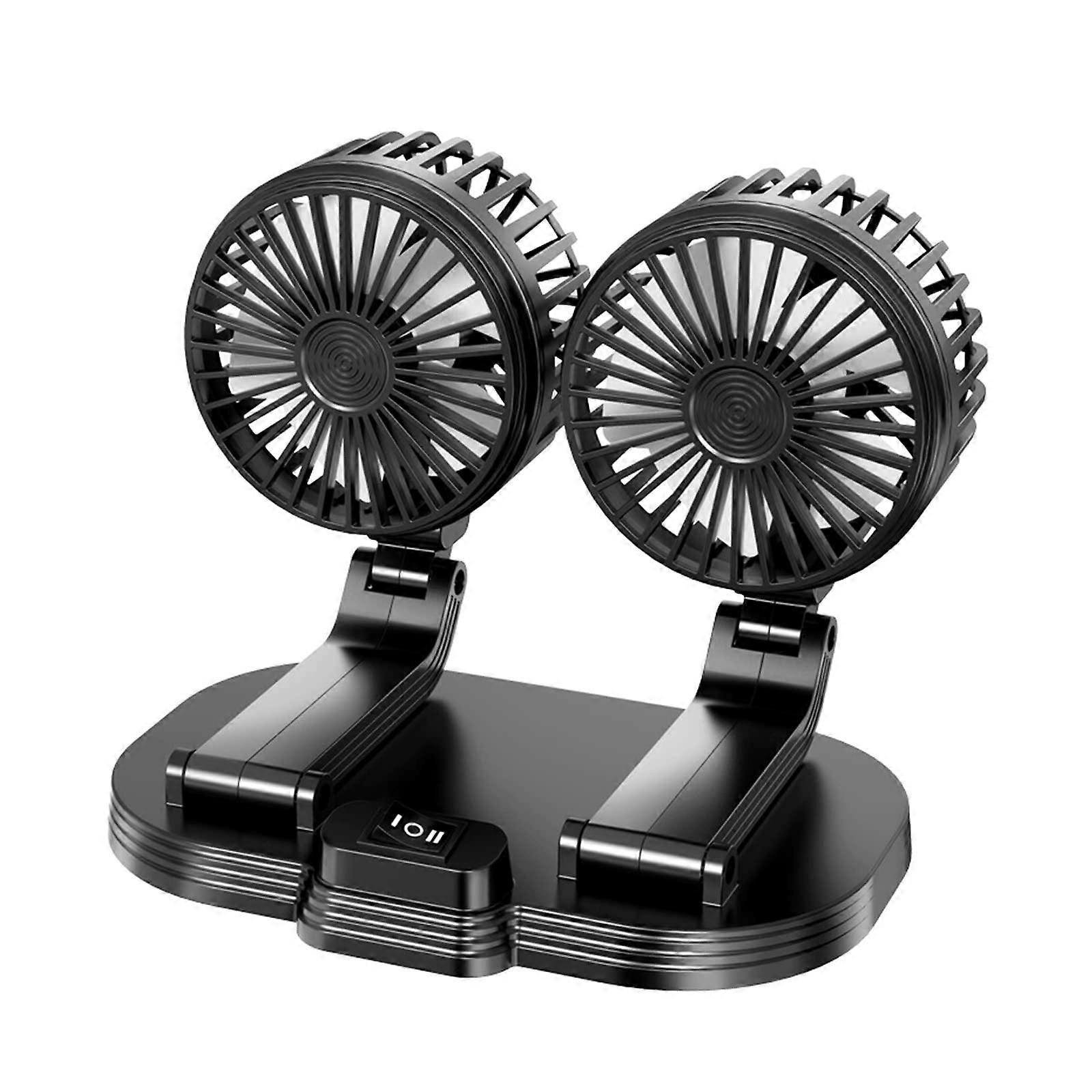 Car Cooling Fan USB Vehicle Mounted Head Fan Adjustable Air Circulator for Dashboard with 2 Gear Rotation, Black