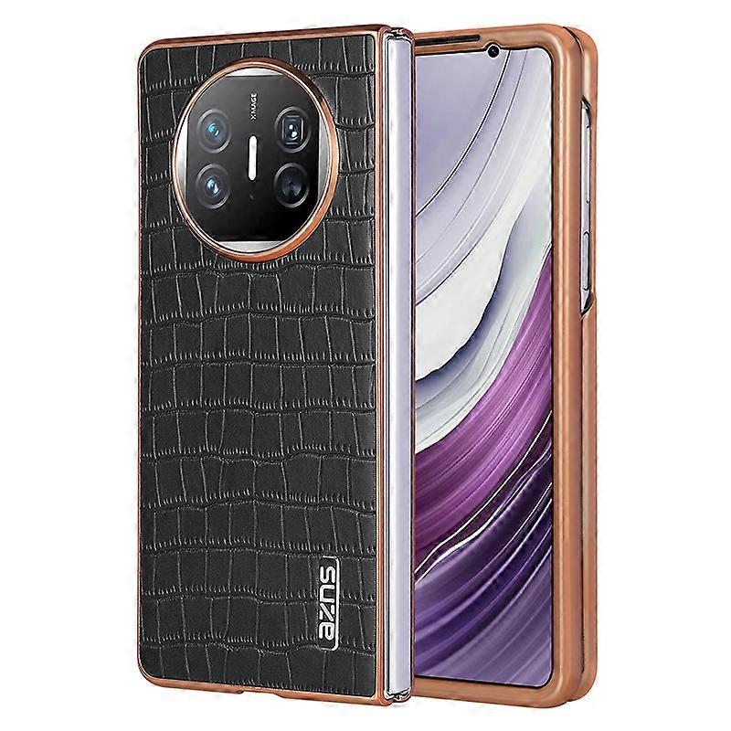 AZNS Electroplated Frame Crocodile Texture Full Coverage Phone Case For Huawei Mate X3 / X5