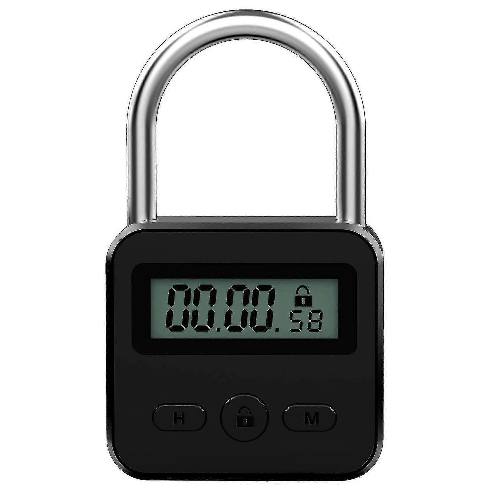 Metal Timer Lock Lcd Time 99 Horas Max Timing Usb Timer Padlock, negro