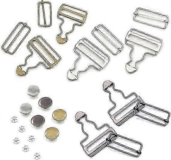 6 Sets Overall Buckles, Metal Suspender Buckles, 38mm Overalls Suspenders Dungaree Buckles and Buttons for Bib Pants