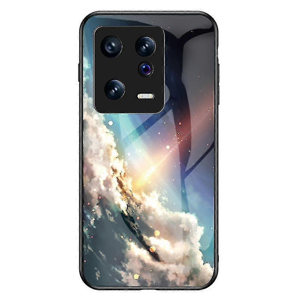 Starry Sky Pattern Printing Phone Case For Xiaomi 13 5g, Tempered Glass+hard Pc+soft Tpu Anti-drop Cover