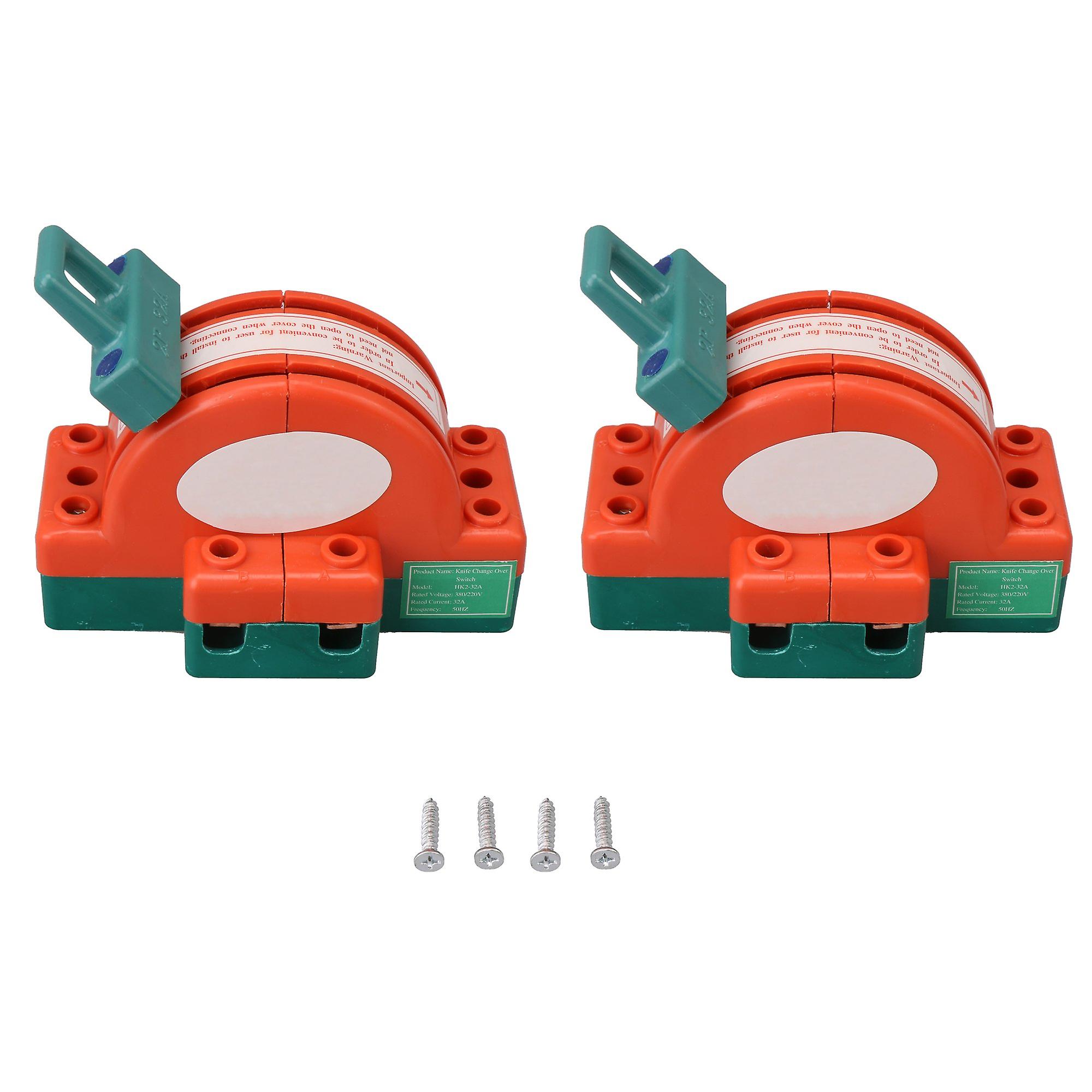 2Pcs Two Pole Electric Circuit Switch 32A Type3 250V Orange Plastic