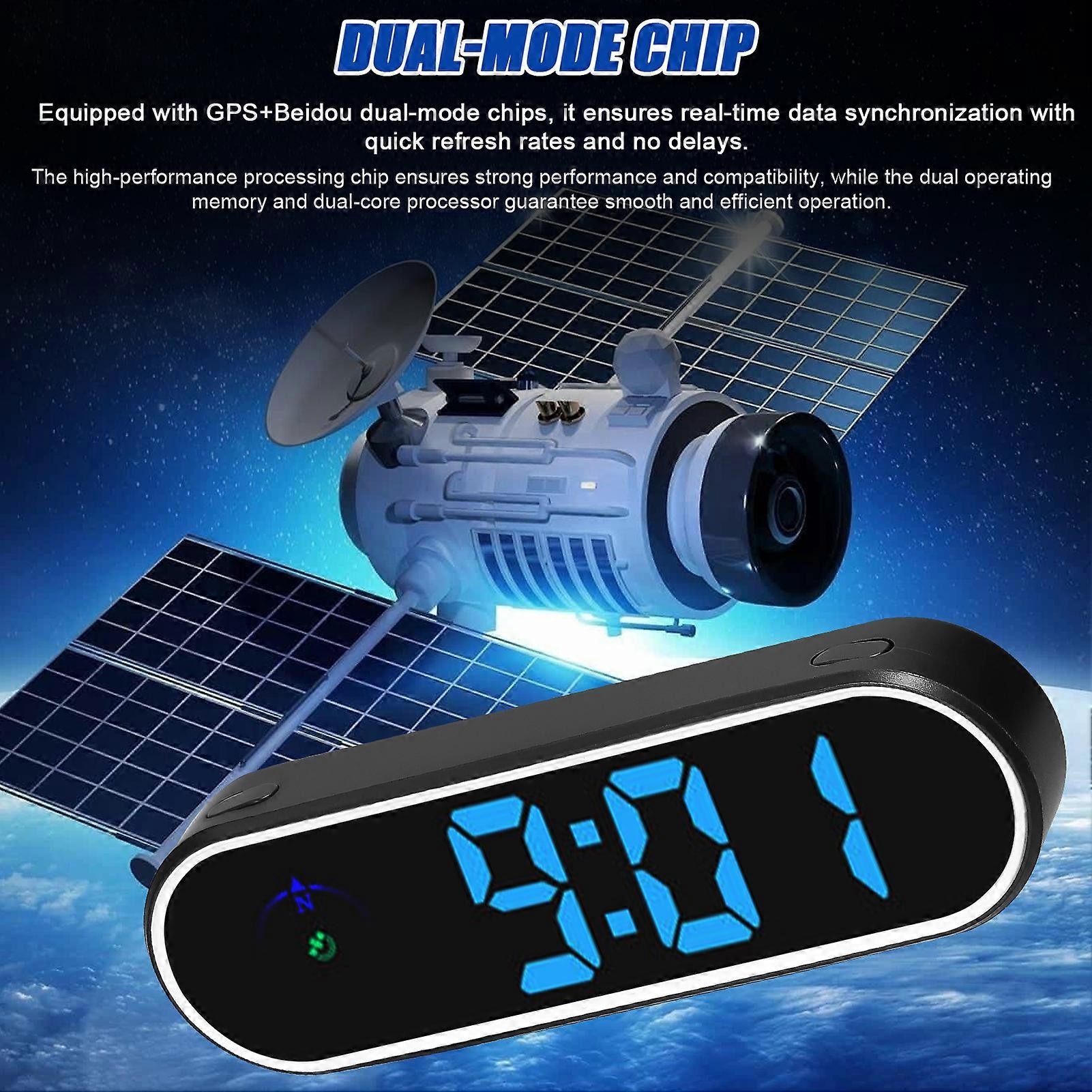 Digital GPS Head-Up Display with Colorful LED Display, Clock and Overspeed Alarm for Car, Truck, SUV, RV