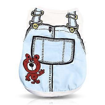 Dog clothes, cute vest, dog girl, soft and comfortable pet bear, pink work clothes, printed