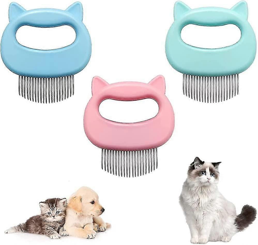 3 Pieces Cat Massage Comb, 3 Colors Cat Comb, Pet Comb, Soft 21 Teeth, for Removing Pet Tangles, Tan