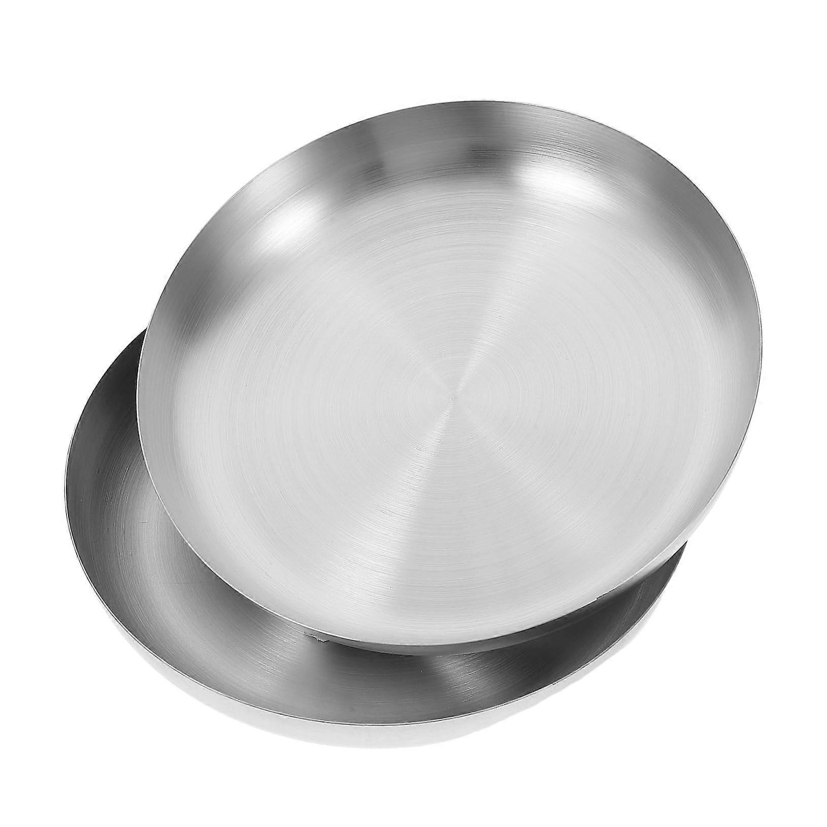 Stainless Steel Serving Dish Set Of 2 Rimmed Plates For Boys And Girls Toddlers Travel And Camping