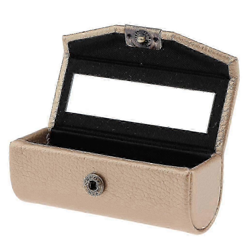 Leather Lipstick Case Holder Storage Box Mirror Purse Pocket Deep Green