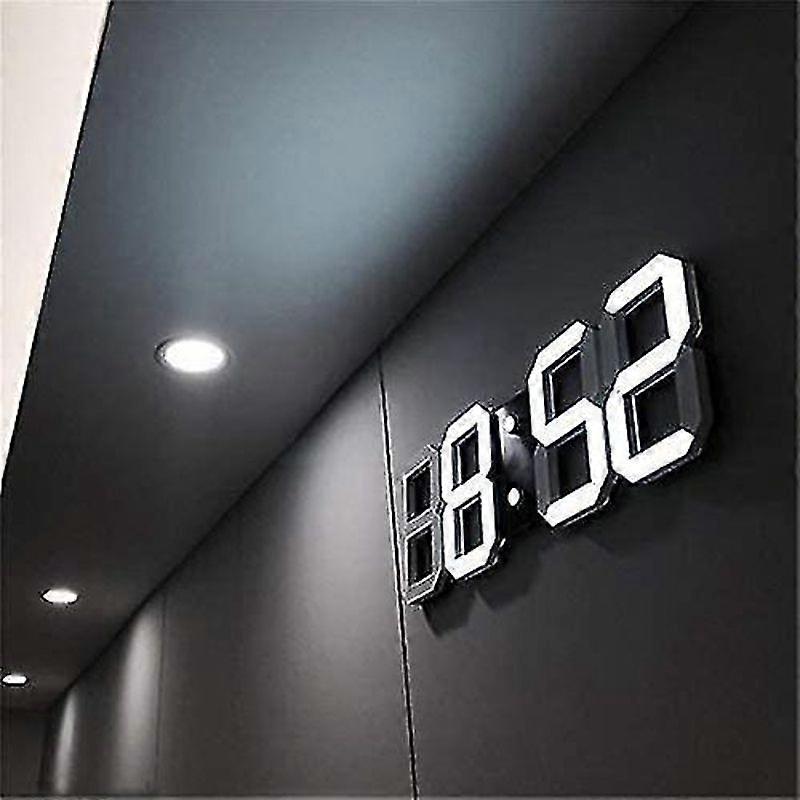 Lebanghui 3d Led Wall Clock, Modern Digital Alarm Clock For Home, Kitchen, Office, Bedside Table, Wall Clock, 24 Or 12 Hours Display - Wtake