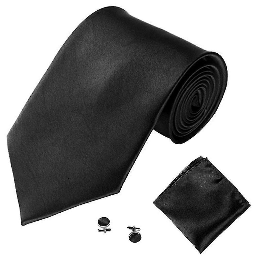 Men's Solid Color Suit with Ties Neckties Cufflinks Handkerchief and Tuxedo Set
