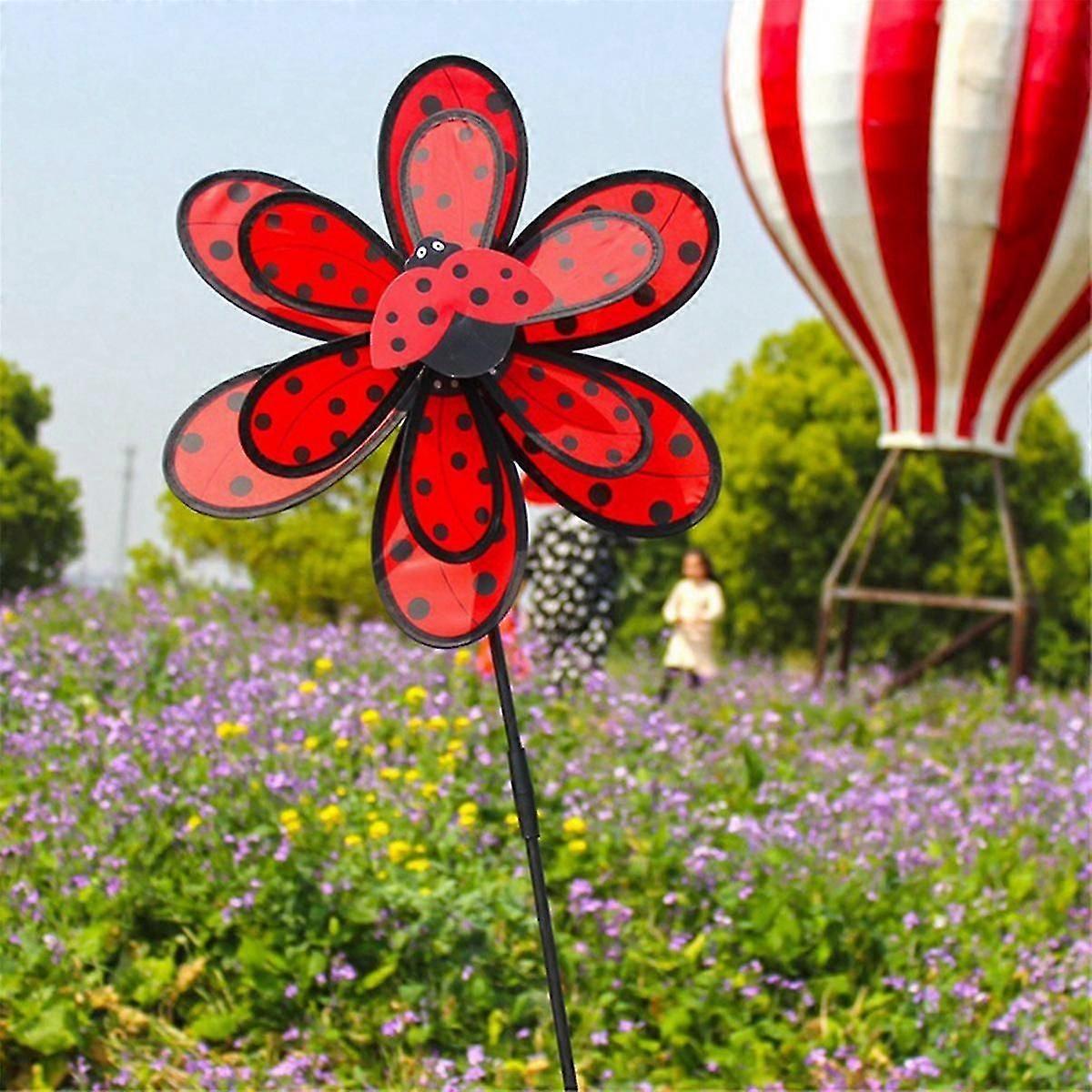 Wind Spinners Kids,Pinwheels Eye Catching Colorful Double Layer Windmill Pinwheels with Stakes D