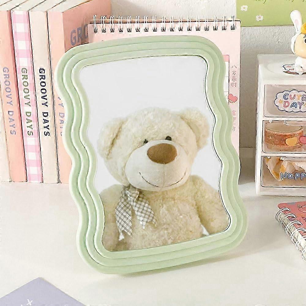 Desktop Mirror with Stand Ripple Frame, Countertop Makeup Mirror Vanity Mirror(green)