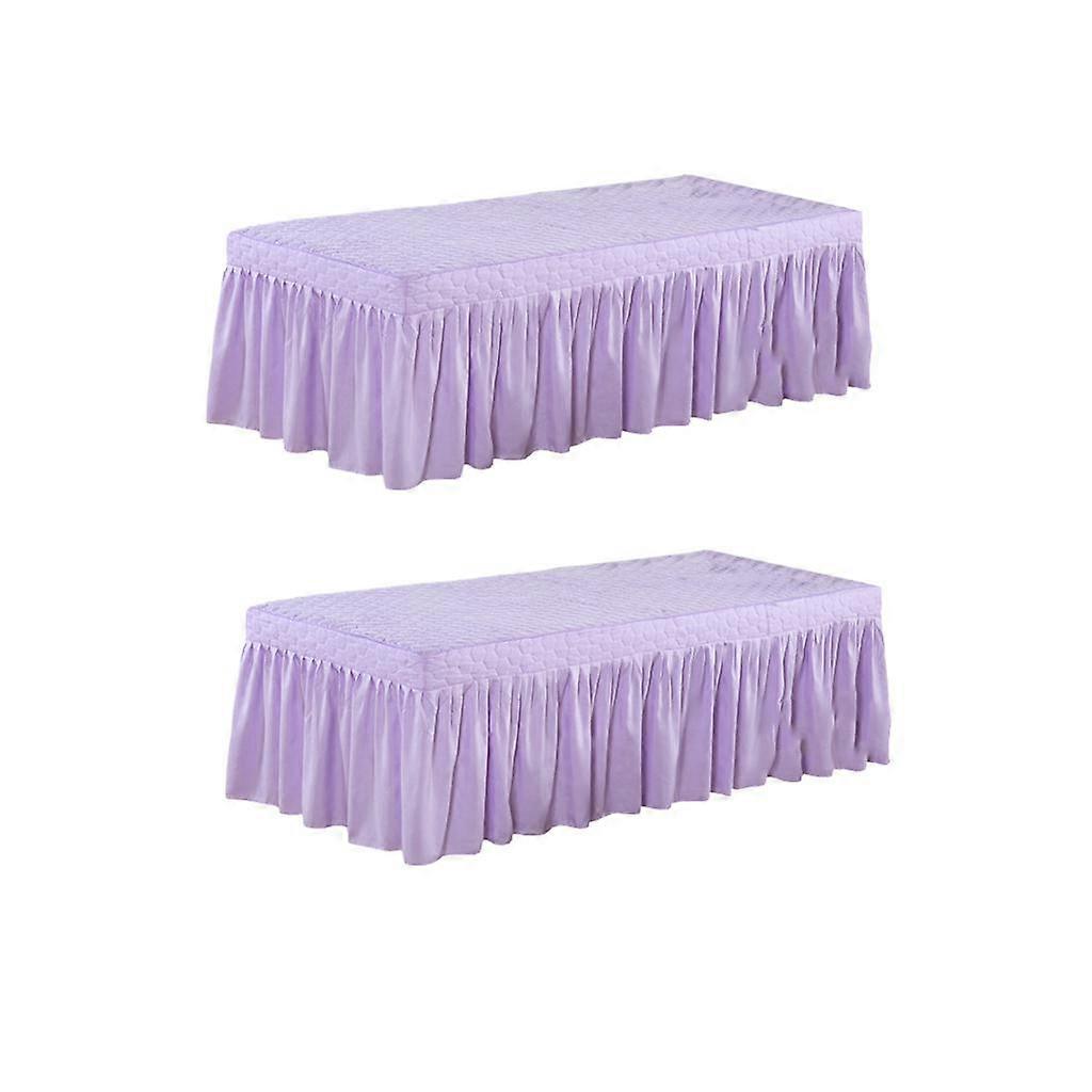 2Pcs ελαφριά πορφυρή 73x28 ίντσα Microfiber ομορφιά παχυντική φούστα μασάζ τραπέζι φούστα