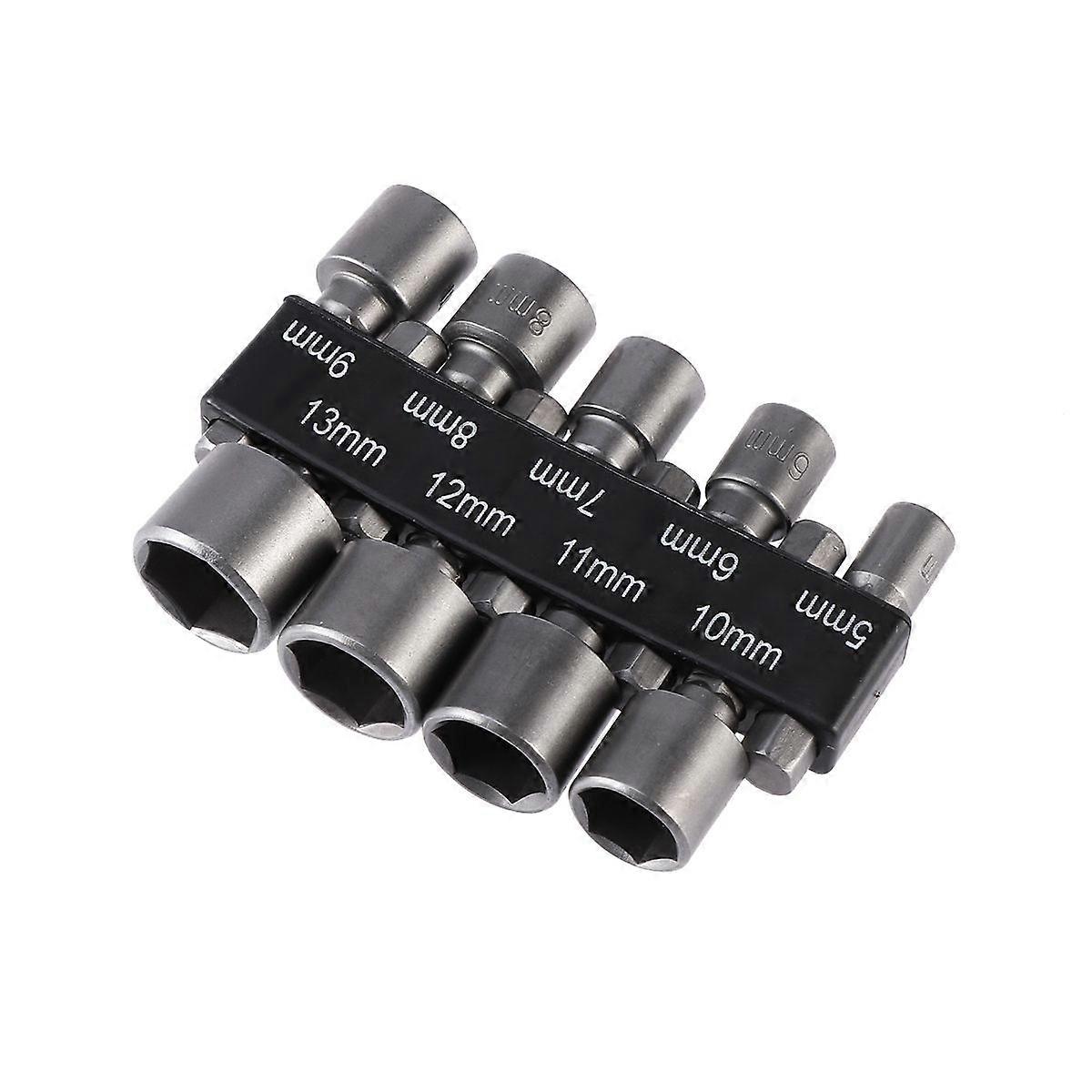 9 Pcs 5-13mm Imperial Socket Nut Impact Driver Adapter Drill Bits 1/4 Inch Hex Tool Set Nut Driver Socket Bit Set